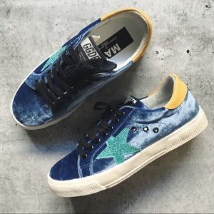 Golden Goose Blue Velvet May Sneakers 